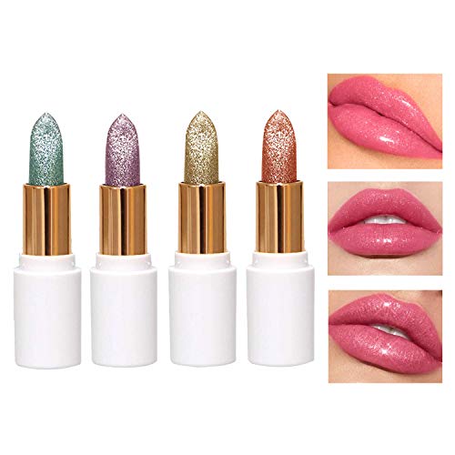 Crystal Jelly Lipstick Set, COOSA Moisturizer Lip Balm Shimmer Magic Temperature Color Change Lip Gloss (A)