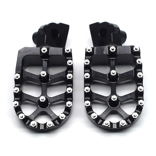 Image of MZS Motorcycle Rider Foot Pegs for Tenere 700 XTZ700 2019-2025 | Black CNC Aluminum Alloy Footrest, Skeleton Grid Wide Footpeg, Non-Slip Stainless Steel Foot Pins, Rust & Corrosion Resistant