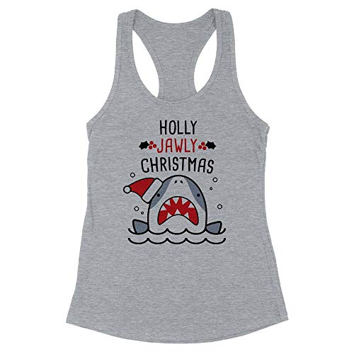 Holly Jawly Christmas Shark Tank Top Fitted Racerback Women's Large