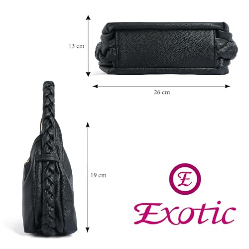 Image of EXOTIC Luna Braided Sling Bag for Women | Soft Structured Hobo Bag | Adjustable Strap | Multi Pocket | Elegant Everyday Purse