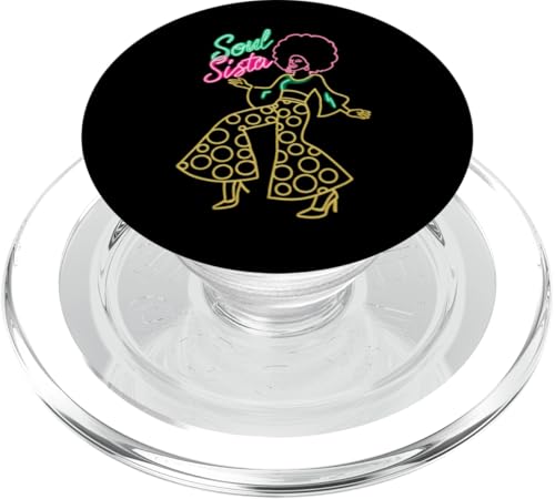Soul Sista Afro 70s Soul Music Retro Disco Black Funk Lovers PopSockets PopGrip pour MagSafe