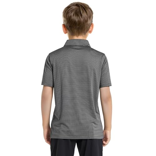 Image of Boys Polo Shirts Short Sleeve Striped Performance Moisture Wicking Dry Fit Golf Shirts for Boys Youth Kids