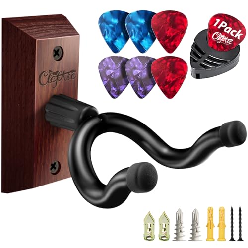 ClefArc Guitar Wall Hanger 1 Pack U-Shaped Carbonized Red Mount