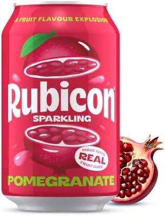 Rubicon Sparkling Pomegranate Drink - 330ml | Exotic Fizzy Pomegranate Drink | Made with Real Fruit Juice | Reduced Sugar | Vegan & Vegetarian Friendly | Handpicked Pomegranates | Made in UK