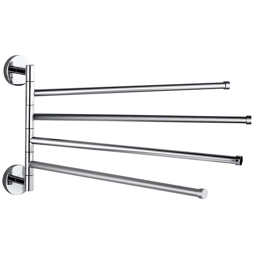 PHOEWON Swivel Towel Rail Chrome Stainless Steel Bath Rack Wall Mounted Towel Rack Holder with 4 Swivel Bars, Swing Towel Holder for Kitchen, Bathroom, Toilet