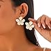 CRUSH CR Trendy Statement Flower Earrings Set for Women Large Daisy Floral Studs, Chunky Metal Gold Plated Flower Drop Earrings, Boho Jewelry Accessory