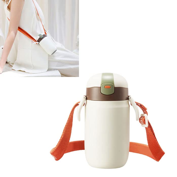 Ejoyous Borraccia in Acciaio Inossidabile, Tazza Termica Sottovuoto con Coperchio e Cannuccia, Bocca Larga, Fondo Antiscivolo, Borraccia da 295 G per Studenti, Spostamenti, Viaggi in Ufficio (360 ml)
