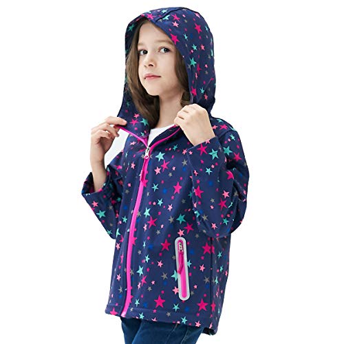 Image of MGEOY Kids Rain Jacket, Waterproof Lightweight Hooded Windbreaker for Boys Girls 4-14Y