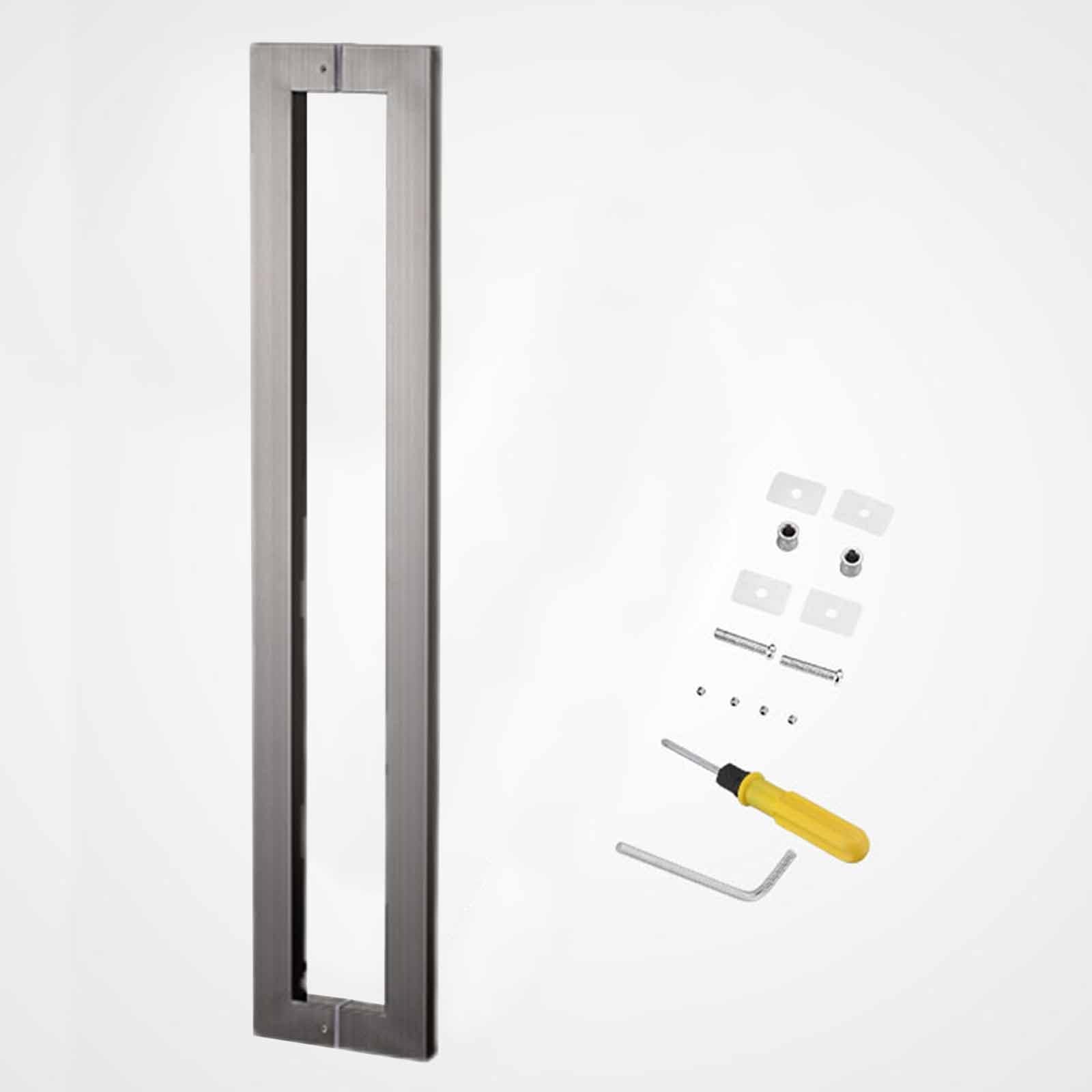 CWCQGH Barn Door Sliding Door Handle Double Sided Push Pull Door Handle, Bar Pull for Shower Sliding Barn Glass/Wooden Door, Modern Rectangle Stainless Entry Doors Handles,Chrome-100cm/39.4in - 96cm