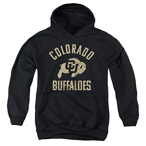University of Colorado Official One Color Buffaloes Logo Unisex Youth Pull-Over Hoodie, Black, Medium