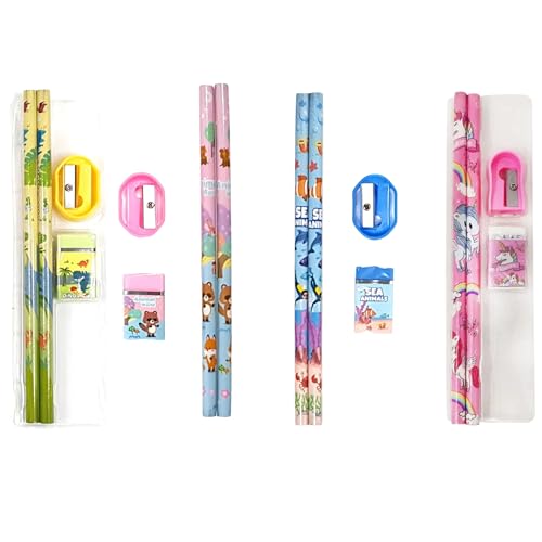 Image of Crackles CracklesCrackles Pencil Sets Stationery for Kids | Birthday Return Gifts for Boys & Girls | Multi Designs & Colors | Cartoon Printed Pencils for School & Party Favors - Pack of 24