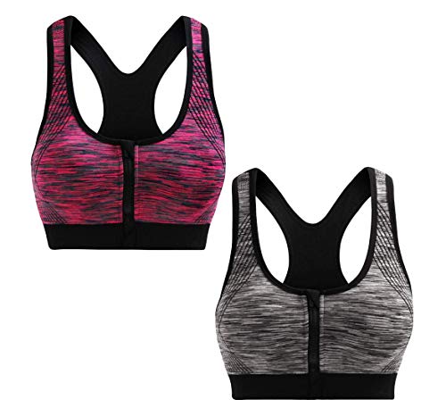 Cliont Soutien-gorge de sport pour femme Fermeture Éclair avant -  - L