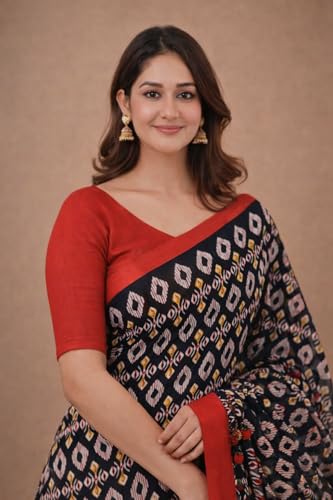 Image of Jack & Jini Women's Floral Print Pure Georgette Saree with Blouse Piece | Soft Casual & Festive Drape | Gift for Mother, Wife.