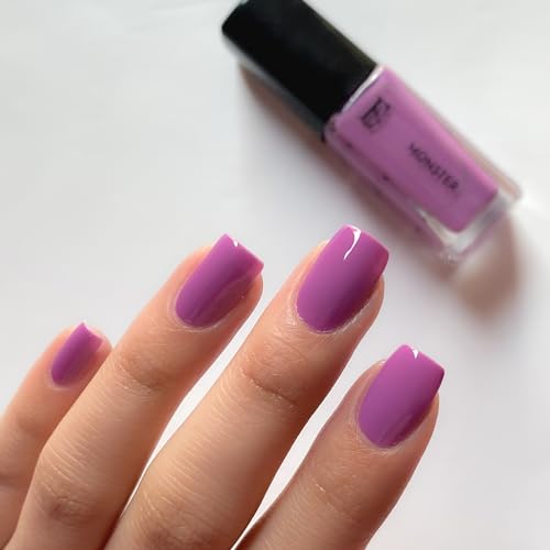 Image of Ellement Co. Monster Vegan Purple Nail Polish - Chip-Resistant, Non-Yellowing, Gel-Like Shine, Long-Lasting, Neon - 10 ML
