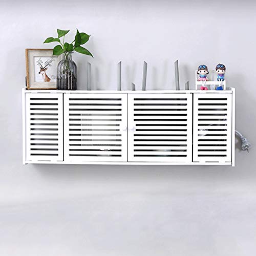 Étagère pour routeur sans fil – Boîte de rangement multimédia en bois et plastique WiFi flottant pour la configuration du réseau à domicile et au bureau