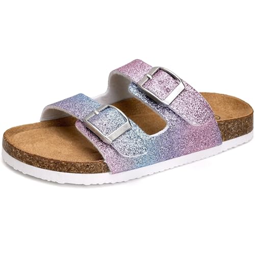 Image of Torotto Kids Sandals Boys Girls Slide Summer Non-slip Cork Glitter Toddler Slippers with Adjustable Straps for Indoor & Outdoor