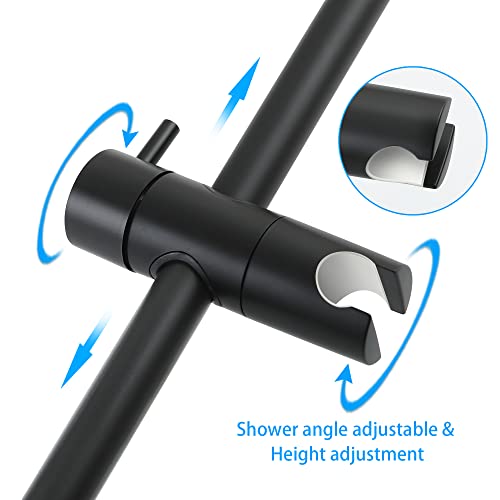 Handheld Shower Slide Bar Wall Mount 26 Inch Hand Shower Slide Bar Adjustable Height Shower Sprayer Slide Bar Bathroom Shower Sliding Bar, Skowll Matte Black #TOP5