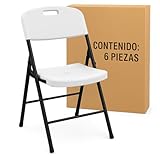 MRK HOME | Sillas Plegables de Plástico Reforzado en Paquete de 6, Ligeras, Resistentes y...
