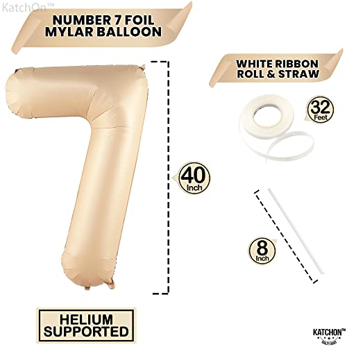 Image of KatchOn, Giant Caramel Number 7 Balloon - 40 Inch | 7th Birthday Balloon for 7th Birthday Decorations | 7 Balloons for Birthday | 7 Year Old Balloons for 7 Year Decorations