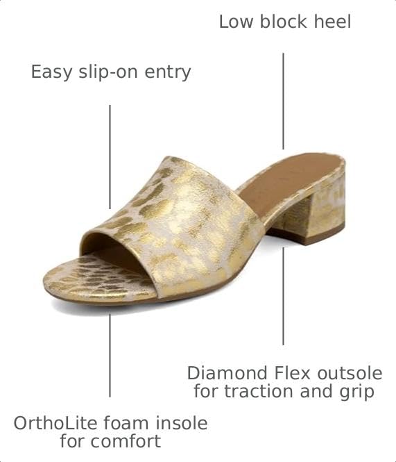 Aerosoles Women's COMO Block Heeled Slide Sandal, Soft Gold Metallic Leopard, 7.5W by Aerosoles - Used condition - Image 3