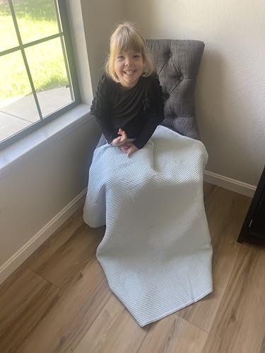 Image of Soft & Cozy Baby Waffle Blanket 43x40in Nursery Blankets for Boys Girls Swaddle Neutral Lightweight Baby and Toddler Throw Blanket Receiving Blanket(Blue)
