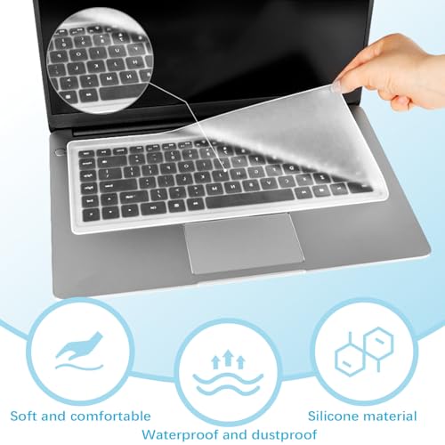Image of Pack of 2 Silicone Keyboard Protectors, Universal Size 36.5 cm x 13.5 cm, Splash Resistant, Washable and Reusable, Keyboard Protector for 15-17 Inch Laptops