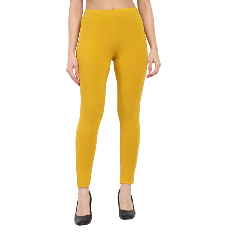 Image of ONE SKY Women Full Length Leggings | Cotton Modal Spandex Blend | High Waist Stretchable & Bio-Washed Fabric | Colour-Lock Technology | Comfortable Leggings for Women