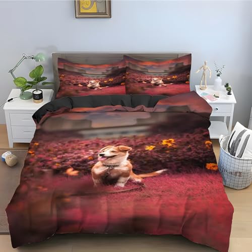 Housse de couette 240x260 chien de berger en microfibre douce zippée - 2