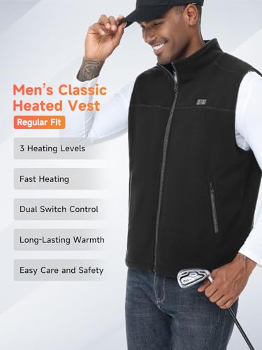 Image of LABEWVI Men's Heated Vest with 10000mAh Battery, Lightweight Heating Electric USB Rechargeable Short-pile Polar Fleece Vest