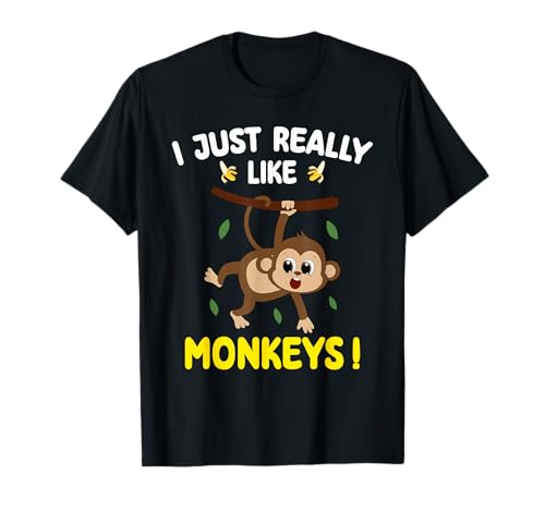 I Just Really Like Monkeys Cute Monkey toddler boy kids T-Shirt