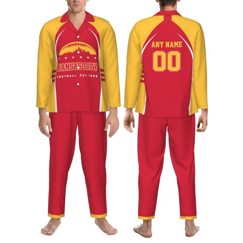 Custom Pajama Set Personalized Name Number Long Sleeve Nightwear Gifts for Men Women Husband Wife