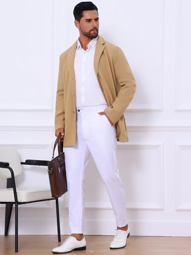 Image of Lars Amadeus Men's Trench Coat Notch Lapel Single Breasted Classic Long Pea Coats Overcoat