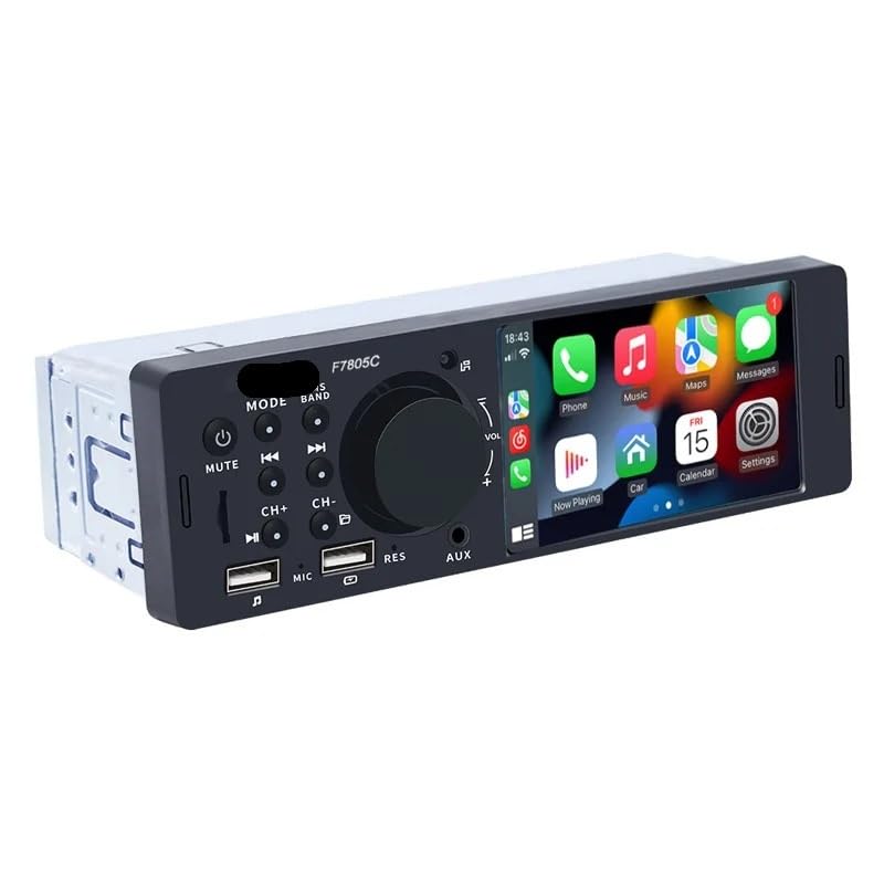 1 Din 4" CarPlay Car Radio, Bluetooth, Auto, MP5 Player, Handfree A2DP, USB TF Aux Stereo, Multimedia Head Unit F7805C