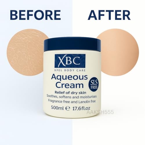 PACK OF 3 X 500ml SLS FREE AQUEOUS CREAM Emollient LARGE TUB [ Relief of Dry Skin ] Soothes Softens and Moisturises (FREE FROM FRAGRANCE, SLS, PAREBEN, COLOUR Dry Skin Moisturiser Cream) - Image 6