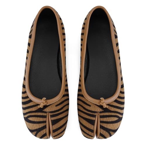 Image of VBDB Tabi Ballet Flats Shoes for Women Rounde Toe Wide Width Split Toe Low Heel Comfortable Flats Shoes
