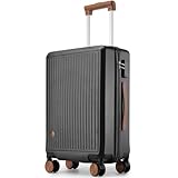 Hulsin Carry on Luggage with Spinner Wheels, 22x14x9 Airline Approved Carry-on Suitcase, Small Hardside Luggage with TSA Lock,Hard Shell Suitcase,Hard Case for Travel (Black, 20-Inch)