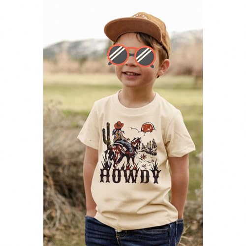 Howdy Shirts Toddler Baby Boys Rodeo Cowboy T-Shirt Western Retro Graphic Summer Tees Short Sleeve Tops3
