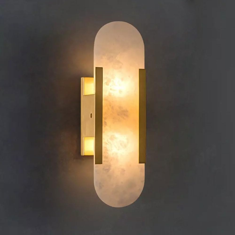 Ssbhdm Multicolor G9 Light Source Marble Wall Light, Natural Stone Wall Lamp, Nordic Style Alabaster Wall Sconce, Bedroom Living Room Balcony Wall Mounted Lighting Fixtures