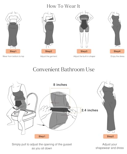 Popilush Womens Bodycon Maxi Dress Built in Bra Summer Shapewear Tummy Control Spaghetti Strap Ribbed Formal Party Dresses Black — view 6