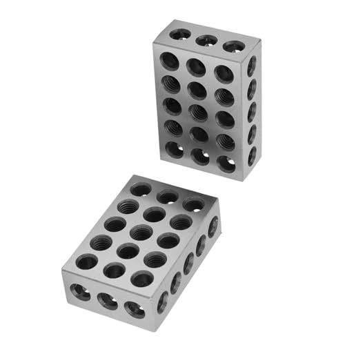 Stahlblöcke 1x2x3 cm, Gehärteter Stahl, 2er-Pack, 23 Löcher, Fräsblock Paralleler Klemmblock, Hochpräzise 0,0001, Premium Qualität