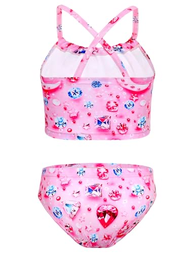 Image of TENVDA Girls Swimsuit 2-Piece Halter Tankini Set Beach Sport Bathing Suit UPF 50+ Swimwear