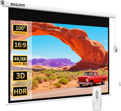 WASJOYE Motorized Projector Screen 100