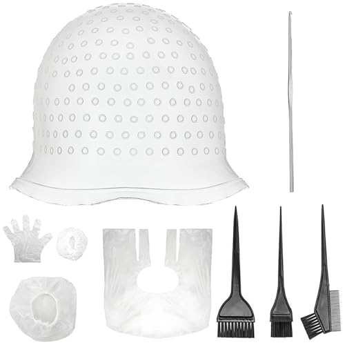 Guyode Gorro Mechas Silicona Gorro de Silicona kit Reutilizable Mechas Suave y Fácil de Limpiar se Aplica a Accesorios para Teñir el Cabello en Casa para Salón de Belleza de Niñas y Damas
