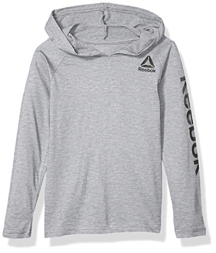 Reebok Boys' Little Long Sleeve Active T-Shirt, Jersey Pullover Heather Grey, 4