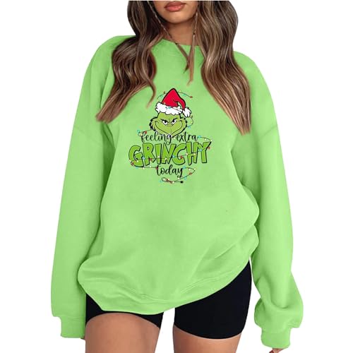 Grinch Weihnachtspullover Damen Norweger Pullover Ugly Christmas...