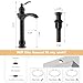 BWE Vessel Sink Faucet Oil Rubbed Bronze Bathroom Faucet with Pop Up Drain Assembly and Supply Hose Single-Handle Single Hole Tall Bathroom Faucet Vanity Lavatory Mixer Tap Tall Body