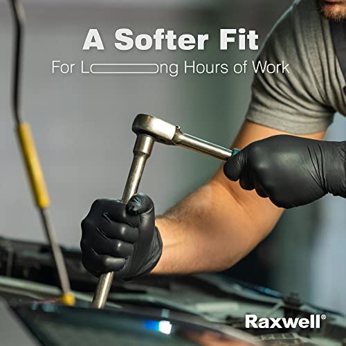 Disposable Black Nitrile Gloves Medium | Raxwell 6.5-Mil Heavy Duty Nitrile Gloves | 100 Count Fully Textured, Latex Free & Powder Free | Food Grade, Food Safe & Puncture Resistant | Good For Lab, Kitchen, Mechanic, & Cleaning Work #TOP2