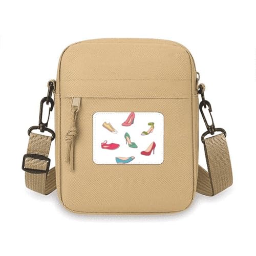 Sac à bandoulière coloré à motif talons hauts, l'accessoire compact et créatif