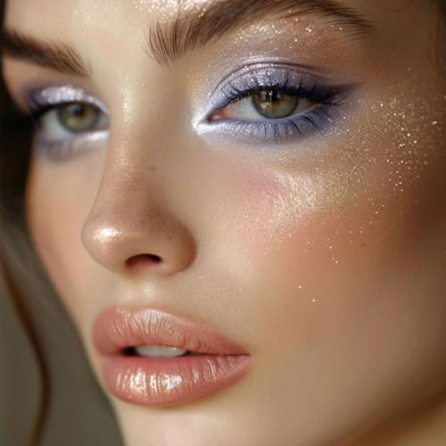 Kinretixia Paleta de sombras con 12 colores en tonos fríos – Mate, brillo y purpurina, set de maquillaje de ojos azul grisáceo Paleta resistente al agua con alta pigmentación - imagen 6