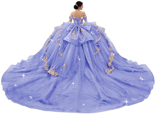 XYAYE Puffy Gold Applique Quinceanera Dress 16 Dress Lavender Deep Size 10